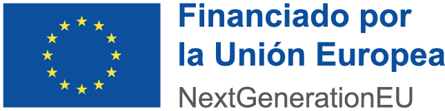 Logotipo de la Unión Europea con el texto "Financiado por la Unión Europea" y "NextGenerationEU", representando el apoyo financiero a proyectos europeos.